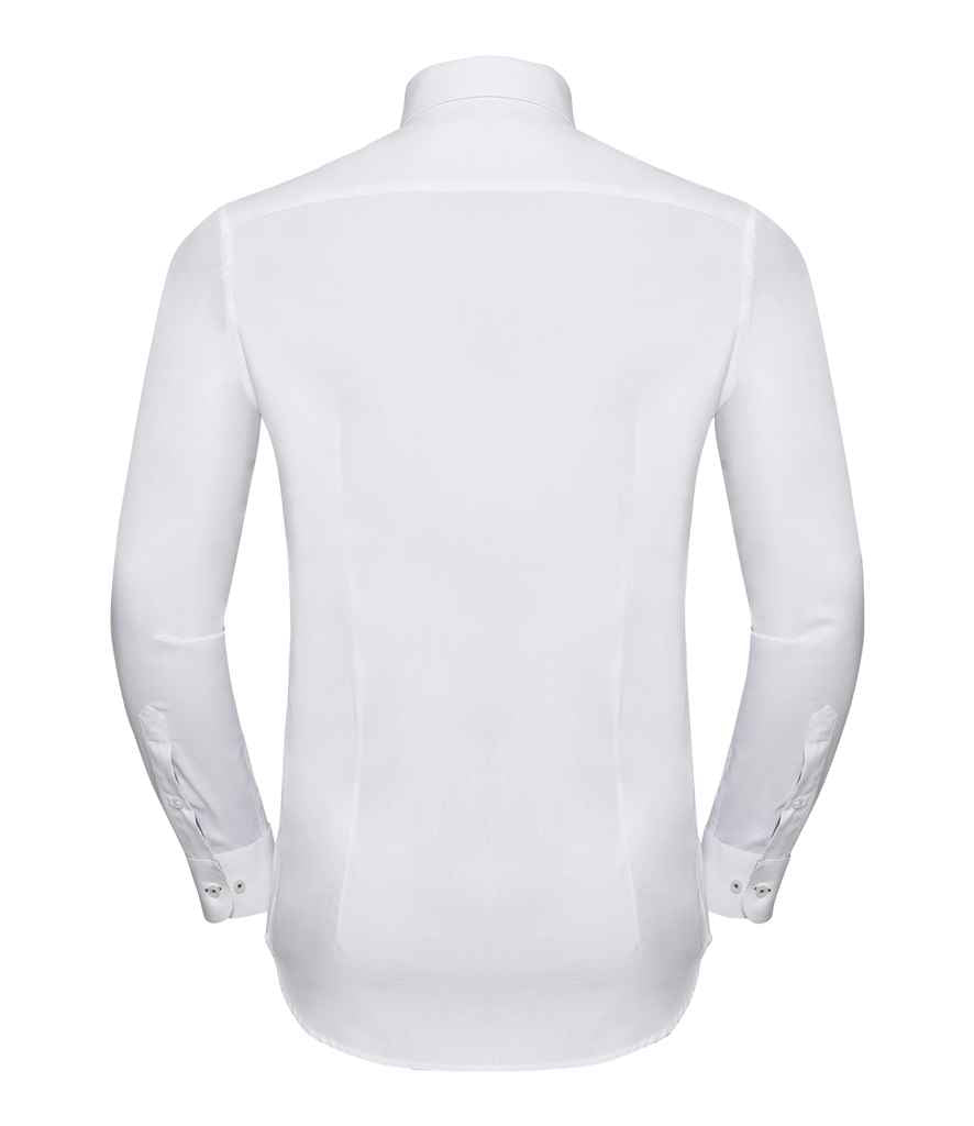 Russell Collection Long Sleeve Contrast Herringbone Shirt