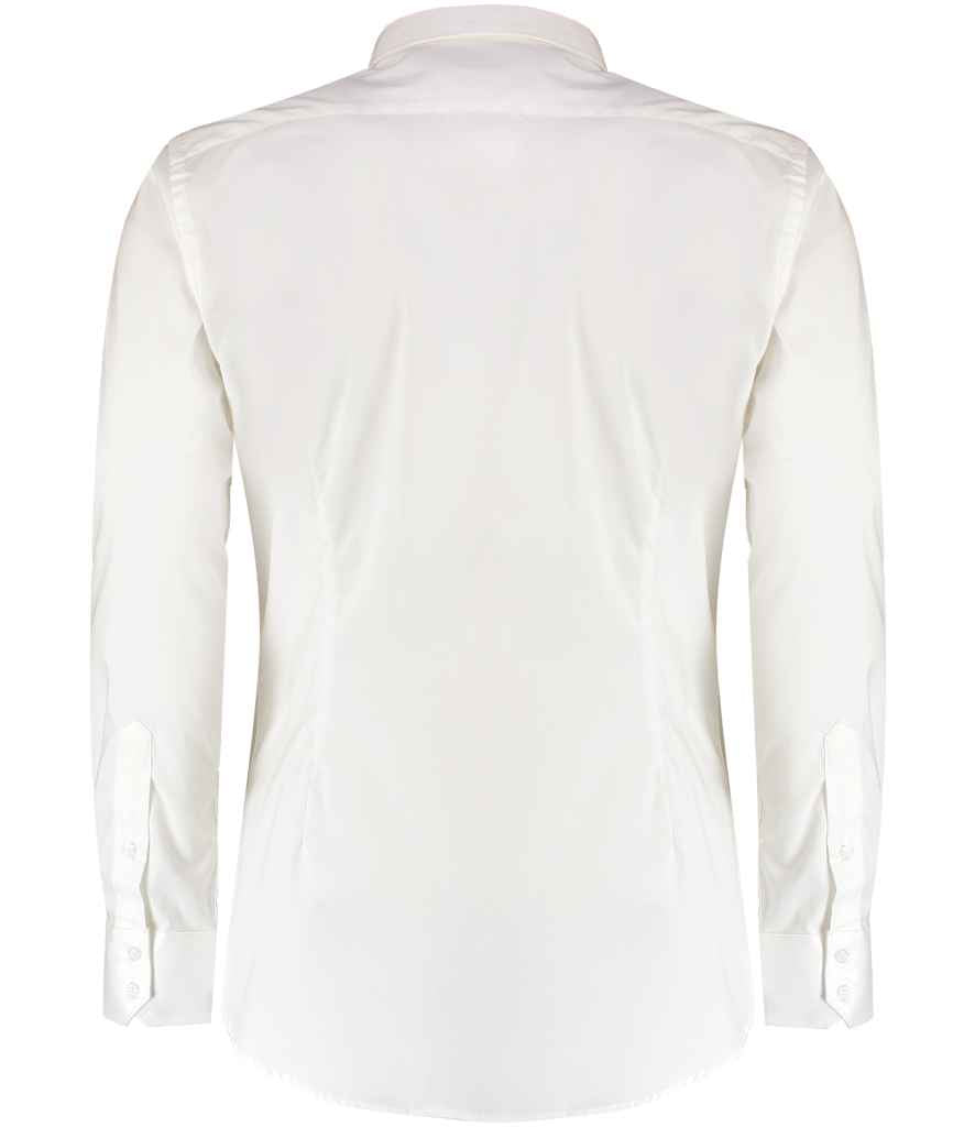 Kustom Kit Slim Fit Stretch Long Sleeve Oxford Shirt