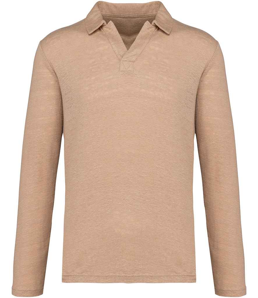 Spasso Long Sleeve Linen Polo Shirt