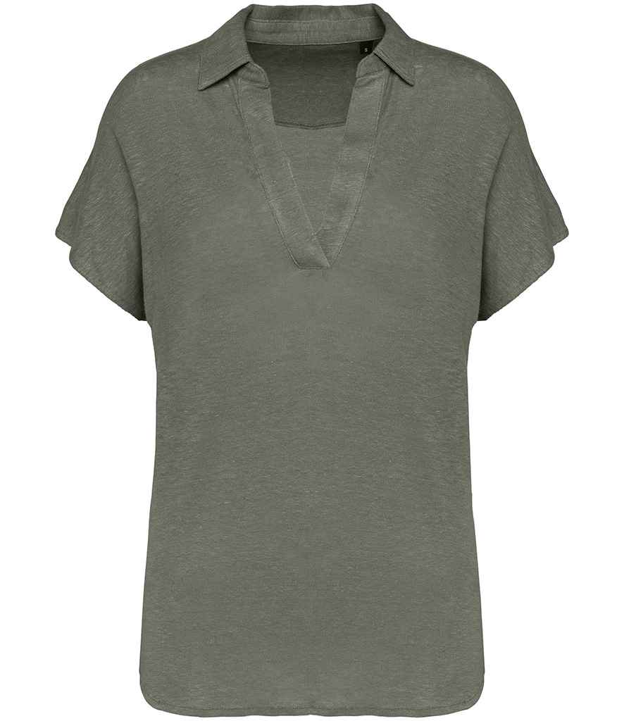 Spasso Ladies Linen Polo Shirt