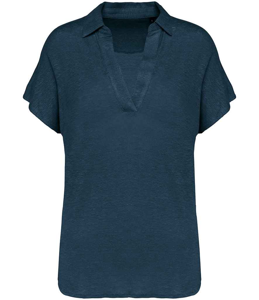 Spasso Ladies Linen Polo Shirt