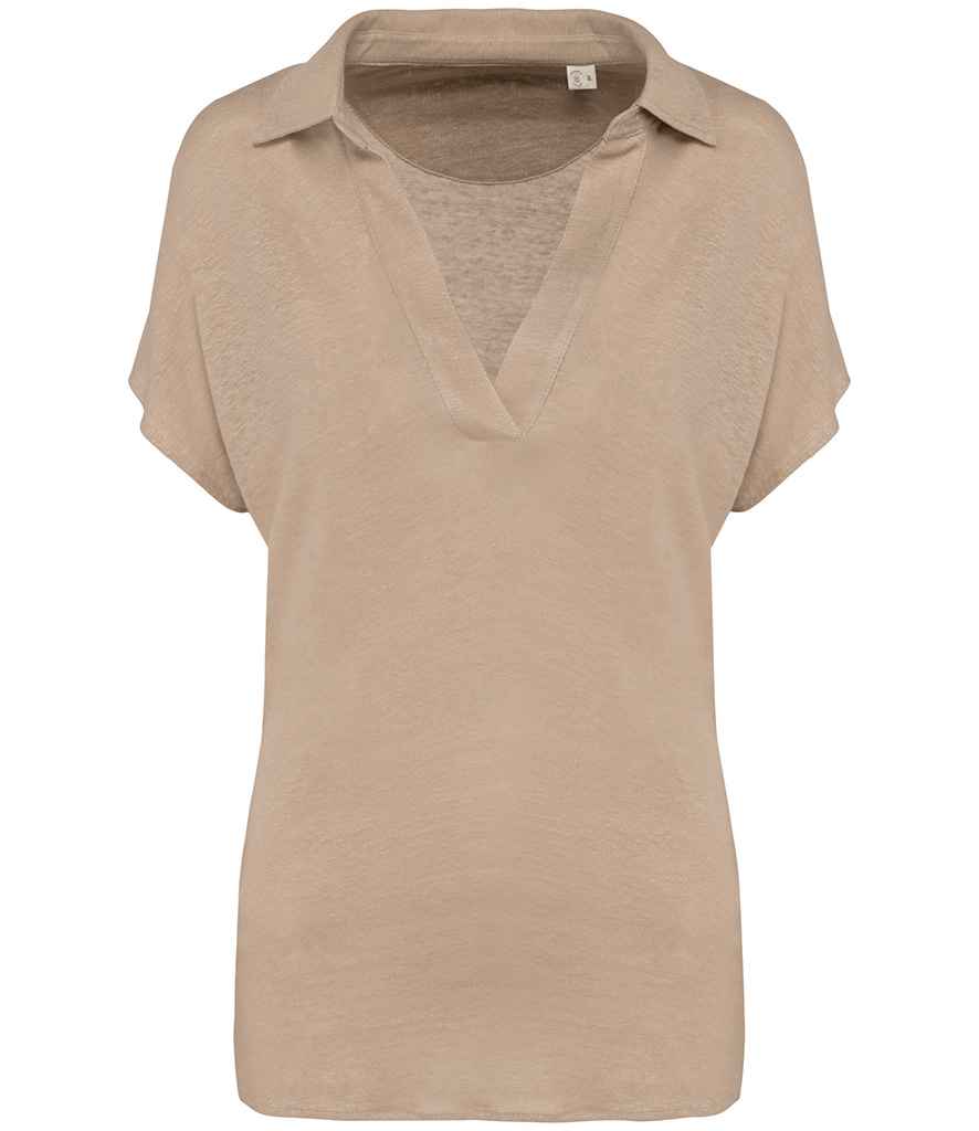 Spasso Ladies Linen Polo Shirt