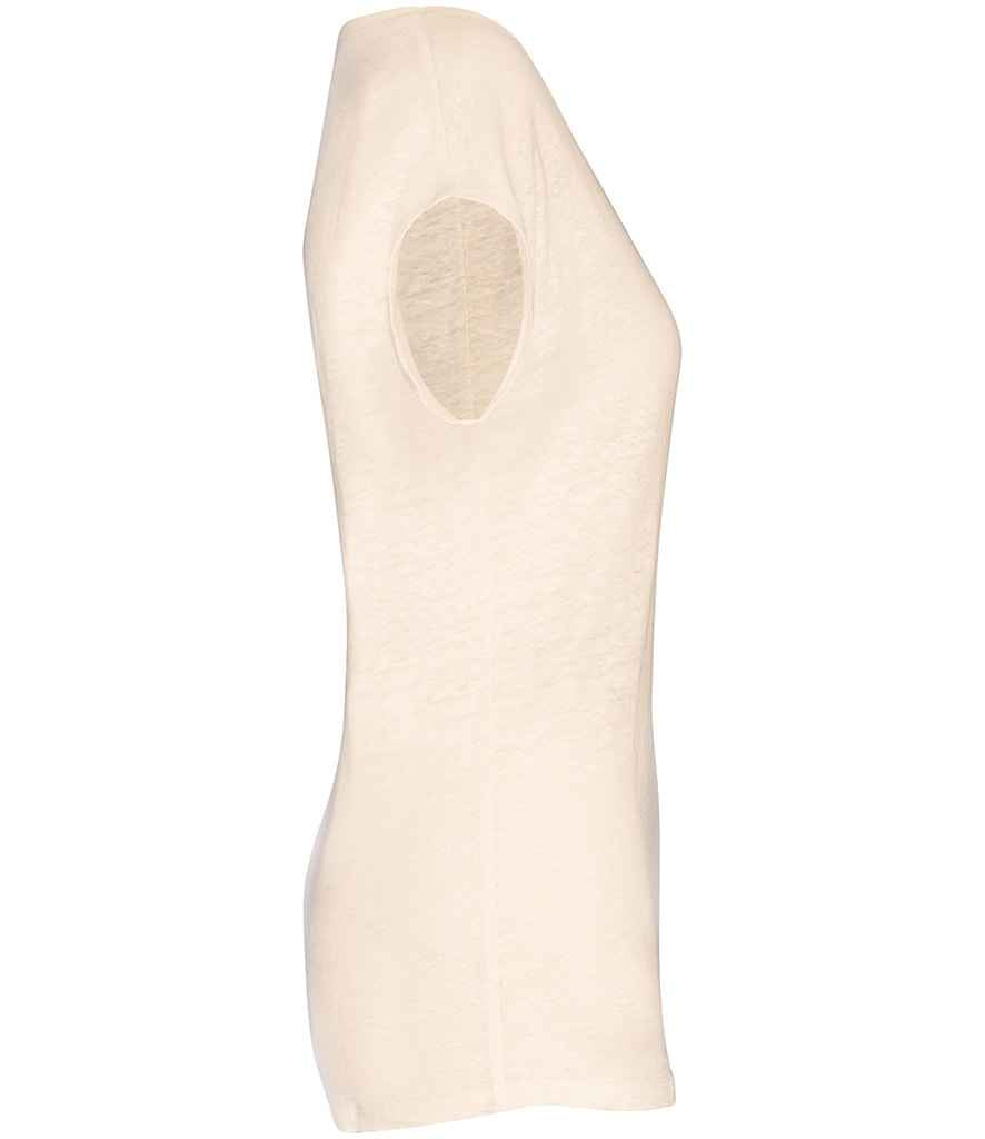 Spasso Ladies V Neck Linen T-Shirt