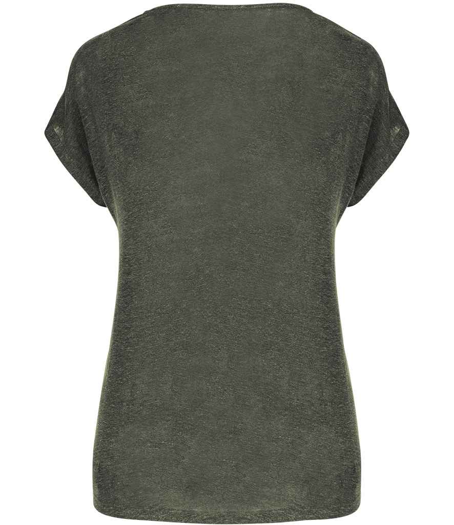 Spasso Ladies V Neck Linen T-Shirt