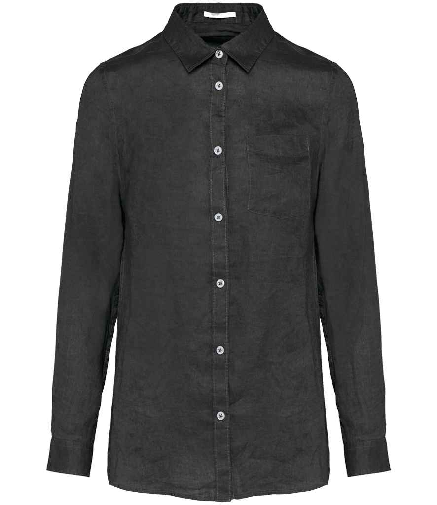 Spasso Ladies Long Sleeve Linen Shirt