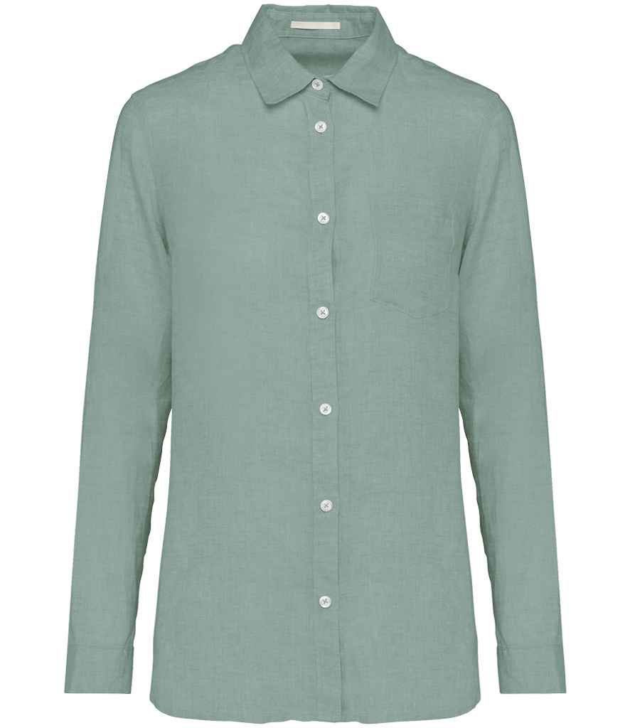 Spasso Ladies Long Sleeve Linen Shirt