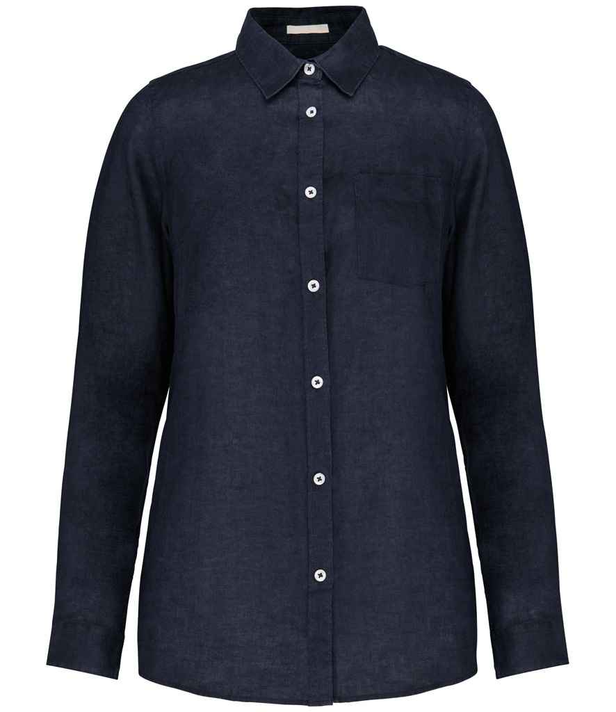 Spasso Ladies Long Sleeve Linen Shirt