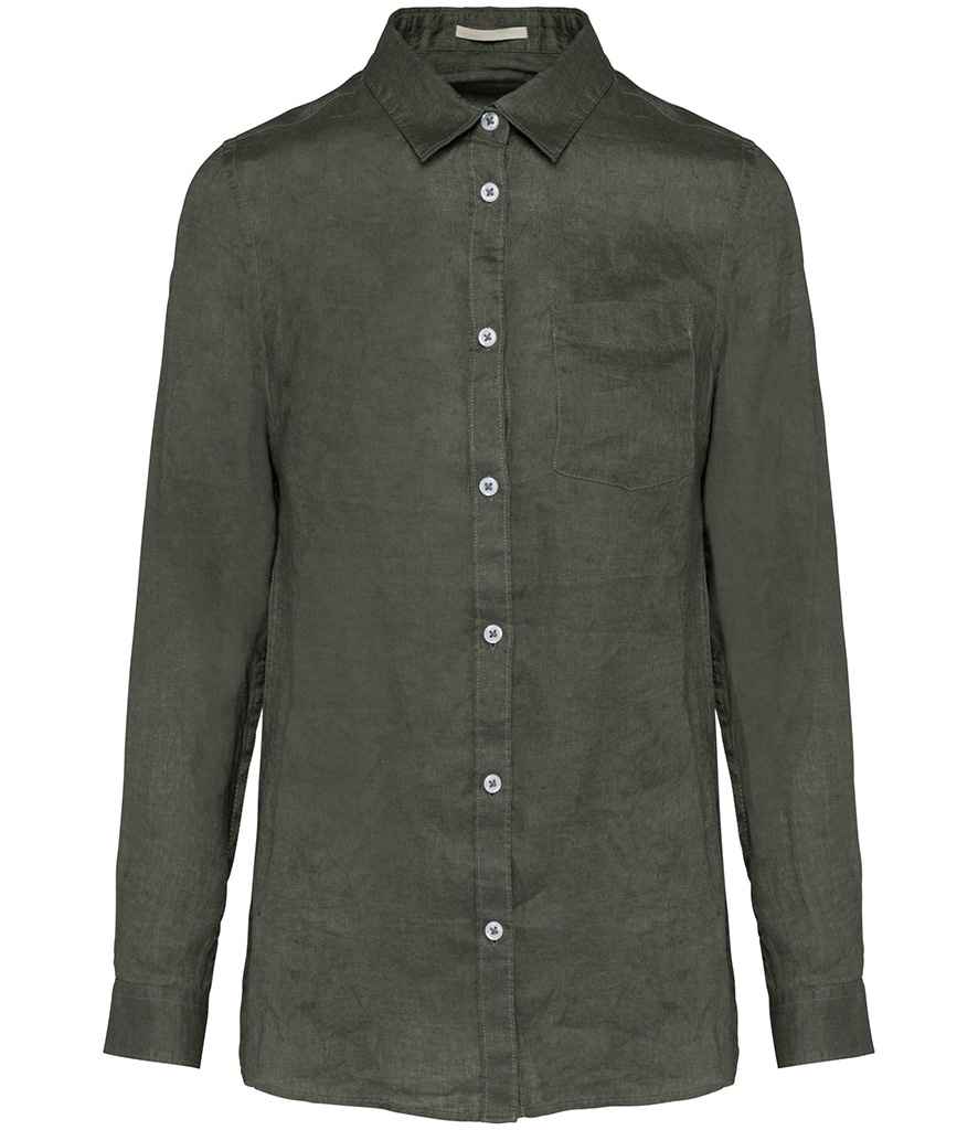 Spasso Ladies Long Sleeve Linen Shirt