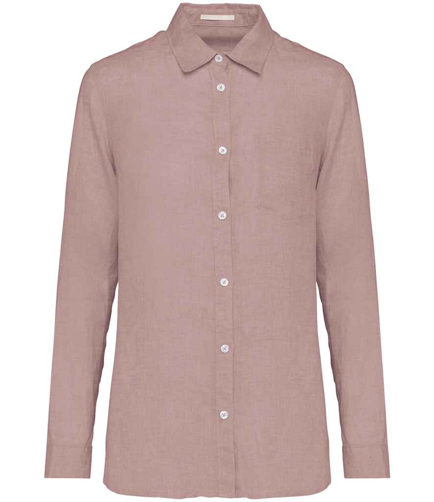 Spasso Ladies Long Sleeve Linen Shirt