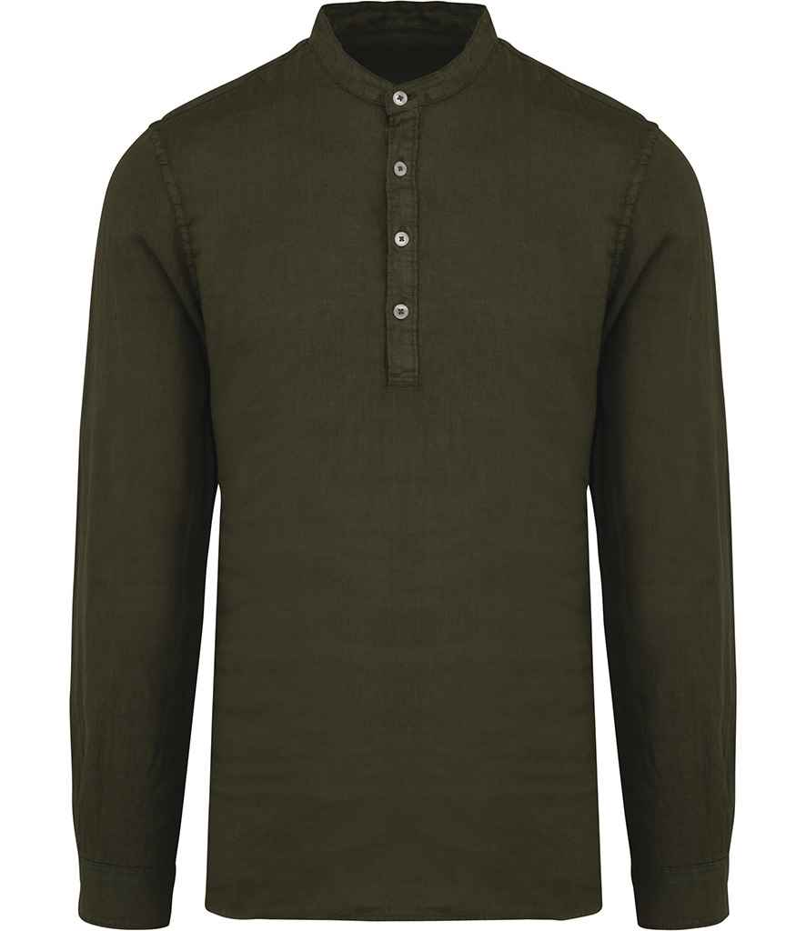 Spasso Washed Mao Collar Shirt
