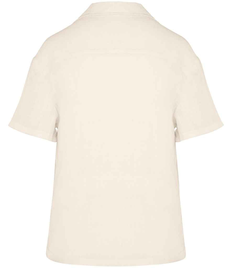 Spasso Ladies Short Sleeve Linen Bowling Collar Shirt
