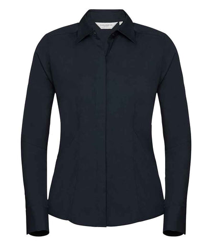 Russell Collection Ladies Long Sleeve Fitted Poplin Shirt