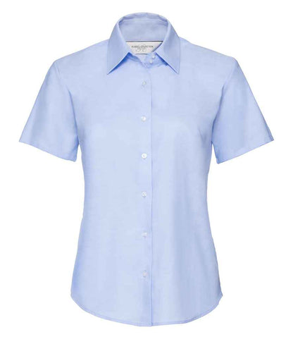 Russell Collection Ladies Short Sleeve Easy Care Oxford Shirt