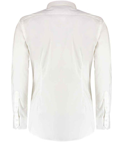 Kustom Kit Slim Fit Stretch Long Sleeve Oxford Shirt