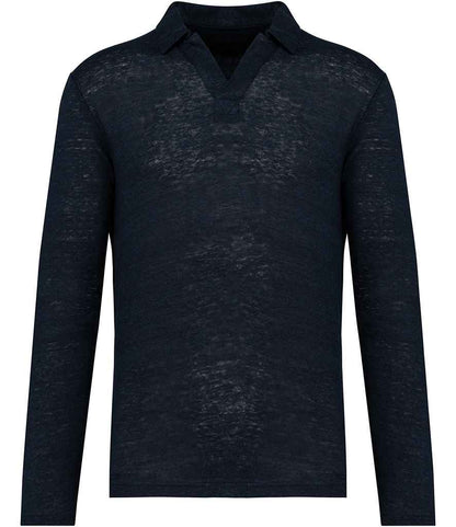 Spasso Long Sleeve Linen Polo Shirt