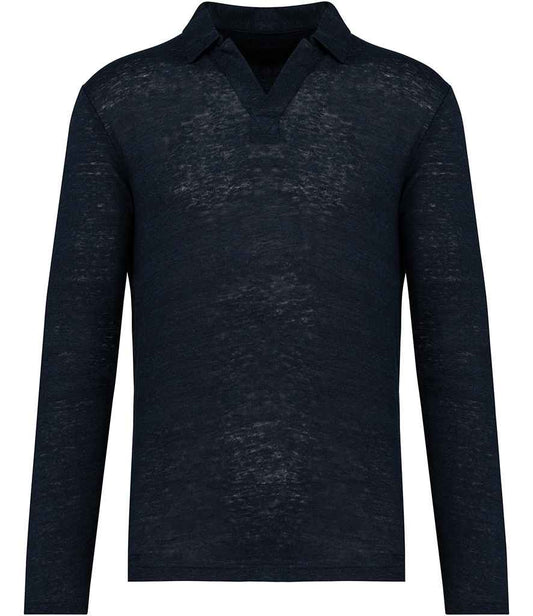 Spasso Long Sleeve Linen Polo Shirt