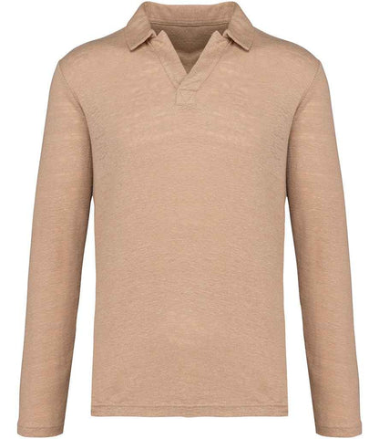 Spasso Long Sleeve Linen Polo Shirt