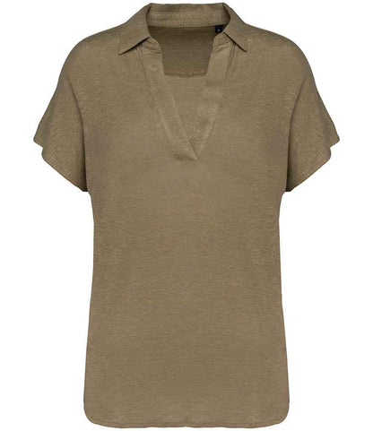 Spasso Ladies Linen Polo Shirt