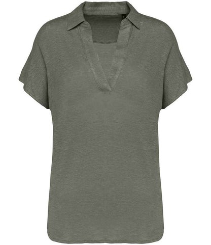 Spasso Ladies Linen Polo Shirt