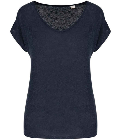 Spasso Ladies V Neck Linen T-Shirt