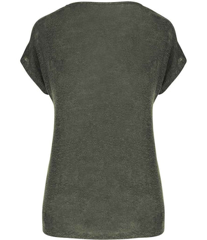 Spasso Ladies V Neck Linen T-Shirt