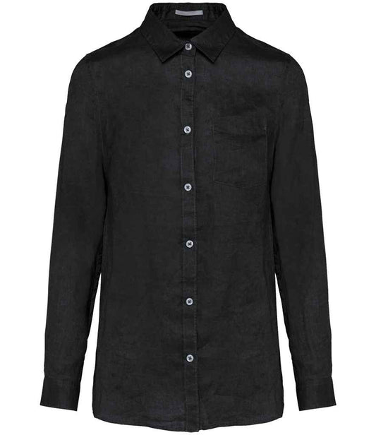 Spasso Ladies Long Sleeve Linen Shirt