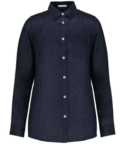 Spasso Ladies Long Sleeve Linen Shirt