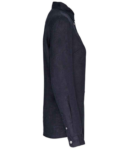 Spasso Ladies Long Sleeve Linen Shirt