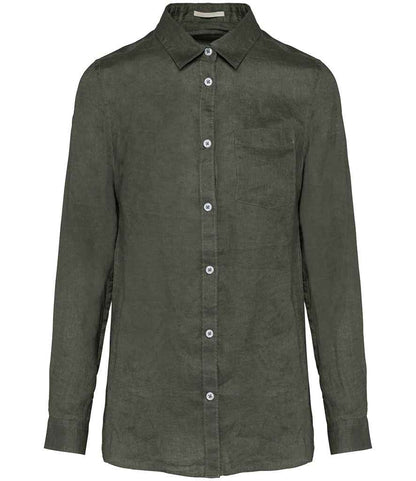 Spasso Ladies Long Sleeve Linen Shirt