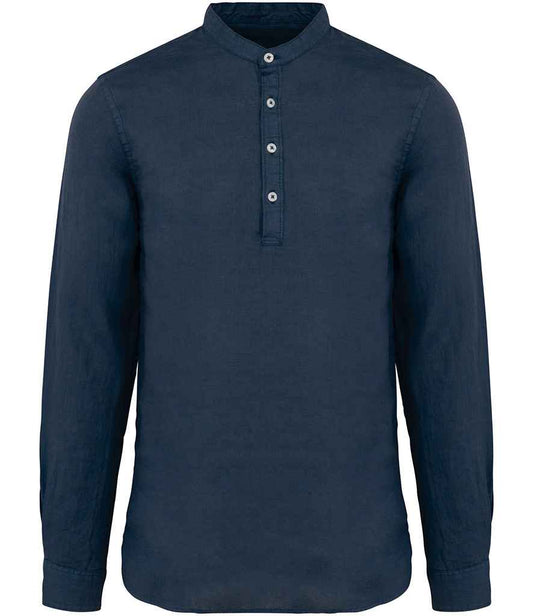 Spasso Washed Mao Collar Shirt