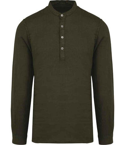 Spasso Washed Mao Collar Shirt